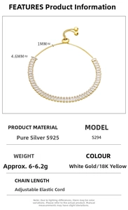 Detailed S925 sterling silver adjustable bracelet with zircon dimensions and specs