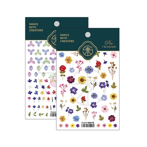 Japanese style thin adhesive nail stickers featuring realistic dried flower floral designs