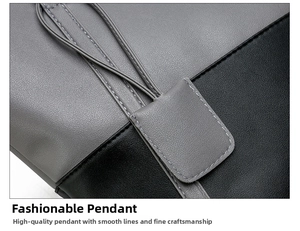 Close-up of litchi texture leather stitching with stylish grey and black color design