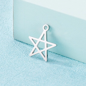 Polished silver hollow star pendant made of stainless steel for DIY jewelry making
