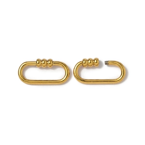 Detailed view of gold-plated oval screw clasps for DIY jewelry necklace and bracelet