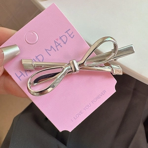 French Elegant Silver Metal Bow Hair Clip Duckbill Clip Minimalist Butterfly Knot Hair Tie For Women Hair Accessories