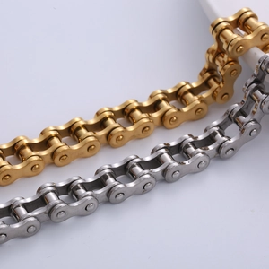 Punk hip hop bicycle chain bracelet in gold and silver polished stainless steel for men