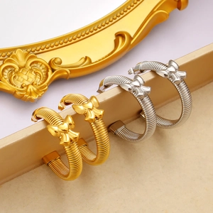 Boucles d'oreilles créoles torsadées avec nœud en acier inoxydable doré et argenté pour femme