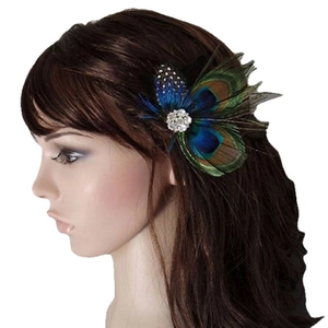 Peacock feather headband with crystal rhinestone for women ball prom hair accessories