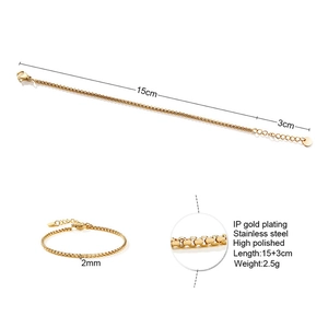 Detail of 2mm gold-plated box snake chain with 15+3cm adjustable extension length
