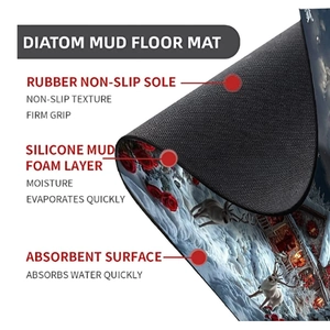 Detailed cross-section view of the three-layer non-slip Christmas waffle shower mat