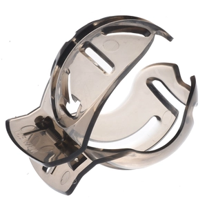 Translucent dark gray golf ball liner marker tool for precise alignment on white background