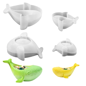 Whale shaped silicone mold set for DIY epoxy resin candles and plaster succulents pots