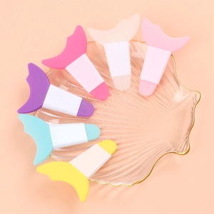 Multifunctional silicone eyelash shield and eyeliner tool in six assorted pastel colors