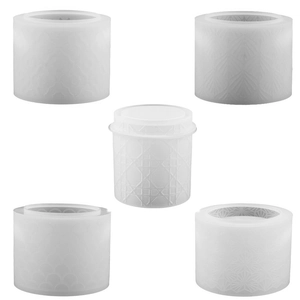5-piece set of embossed silicone molds with floral and wave patterns for DIY storage boxes