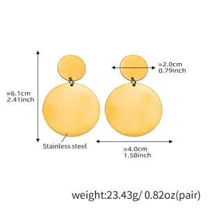 Détails des dimensions et cercles en acier inoxydable plaqué or 18k pour boucles