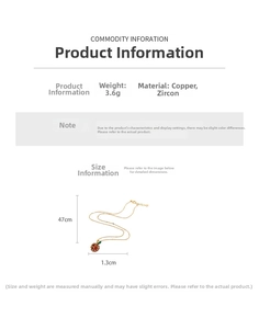 Size chart for 14k gold plated apple pendant necklace with red cubic zirconia details