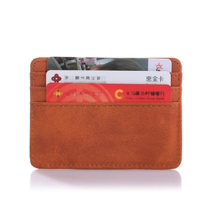 Brown PU leather passport holder with multiple card slots and minimalist waterproof design