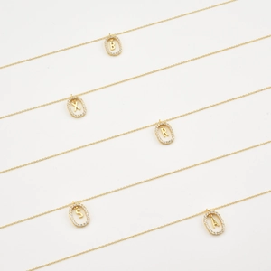 Elegant 18K gold S925 silver alphabet necklaces with sparkling micro-pave zirconia pendants
