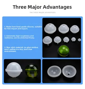 Spherical silicone molds set for resin casting with various sizes and finished orb