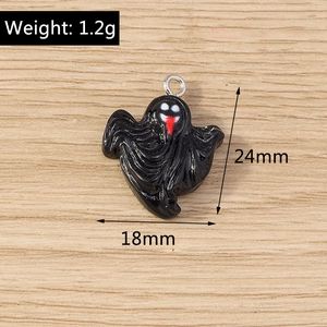 Detail view of 18x24mm black ghost charm with 1.2g weight for Halloween DIY jewelry
