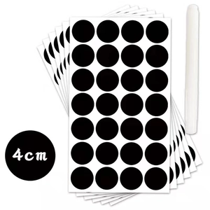 Waterproof round black chalkboard labels set with 4cm diameter and a white marker pen