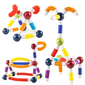 Colorful magnetic fidget tubes and spheres built into creative animal shapes for kids