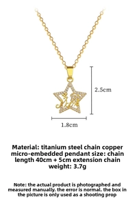 Detailed specs of the titanium steel star necklace with crystal Mama pendant and size info