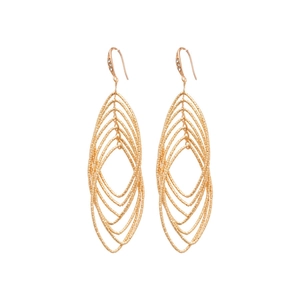 Boucles d'oreilles pendantes ovales évidées dorées avec accents de cristal zircon