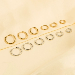 Stainless Steel Hoop Earrings High Polished Hinged Round Jewelry For Women Men Minimalist Classic Style
