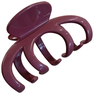 Minimalist purple glitter large hair claw clip for elegant women styling on white back
