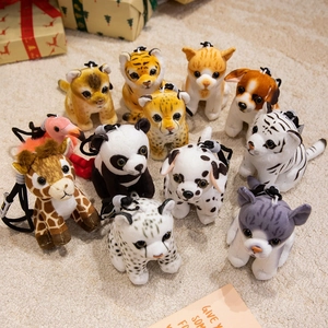 Mini Animal Plush Keychain Toy Soft Stuffed Tiger Panda Cat Lion Bag Pendant Decoration Gift For Kids Adults