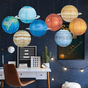 Planet Paper Lanterns Solar System Space Theme Party Hanging Decorations For Kids Bedroom Foldable DIY
