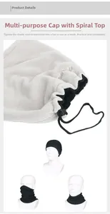Detail of adjustable drawstring on gray fleece neck gaiter showing multi-use wearing modes