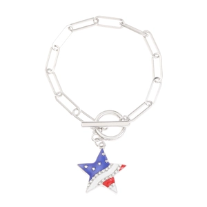Independence Day Armband mit Büroklammerkette und Sternanhänger in Flaggenfarben