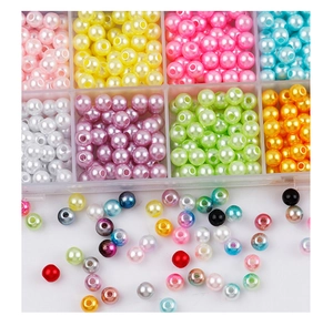 Detail of 24-grid box with 6mm colorful ABS pearls for DIY jewelry making and crafts