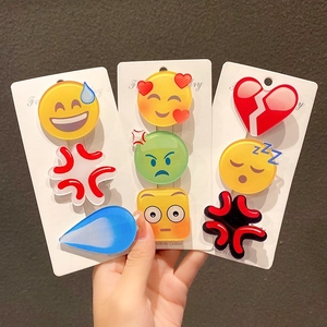 Set di mollette per capelli Emoji divertenti con icone di sudore e rabbia in acrilico