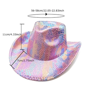 Colorful holographic cowboy hat with dimensions 56-58cm for party and western style