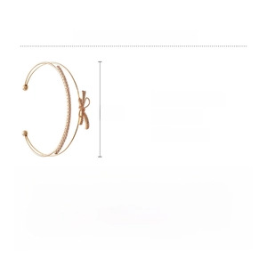 Detailed dimensions of the zircon bow double-layered open bangle in gold plating