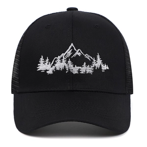 Gorra Trucker con Bordado de Bosque de Montaña Algodón Malla Transpirable Sombreado Gorra de Béisbol para Hombre Mujer Deporte Casual