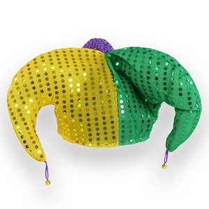 Mardi Gras clown hat with sequins and bells for Halloween party cosplay accessories