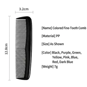 Mini peine portátil de plástico PP negro para hoteles, peine de bolsillo de dientes finos 12,8cm