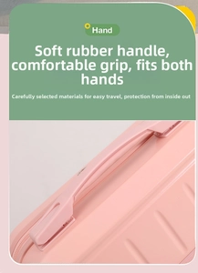 Impugnatura ergonomica in gomma morbida della mini valigia rosa 14 pollici per comfort