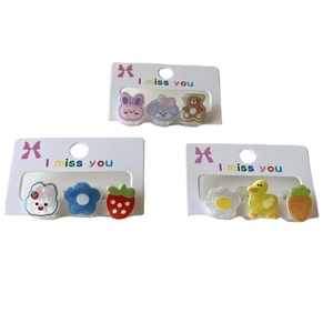 3Pcs Set Mini Cartoon Hair Claws with Duck Rabbit and Carrot Patterns for Girls