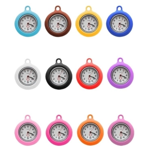 Set of twelve colorful silicone nurse fob watches with quartz movement in 3x4 grid layout