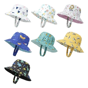 Lot de chapeaux soleil réversibles pour enfants avec motifs animaux et mentonnière