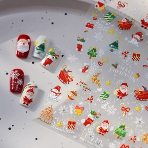 Festive 3D embossed Christmas nail art stickers with Santa and reindeer designs