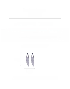 Detail view of 10cm geometric tassel earrings with purple rhinestones and silver pins