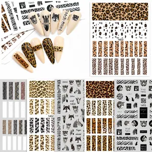 Detail of leopard and animal print nail stickers with 3D self-adhesive texture