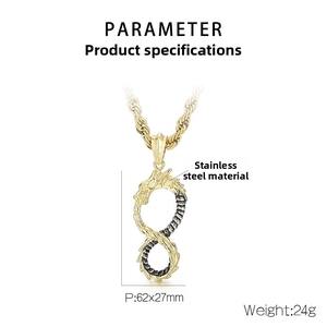 Detailed product parameters of dragon infinity symbol pendant in stainless steel
