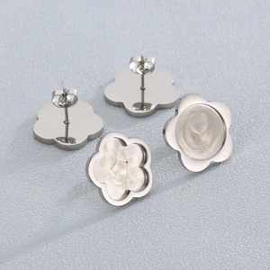 Stainless Steel Flower Stud Earrings DIY Jewelry Making Findings Blank Settings For Women Fashion