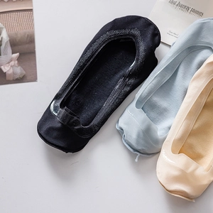 Women's thin ice silk no-show socks with non-slip silicone heel grip in assorted colors