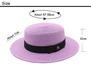 Guide des tailles montrant la circonférence et la largeur du bord du chapeau de paille