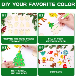DIY Christmas gingerbread man wood crafts kit with paints, bells, and ropes for decoration